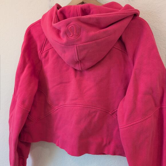 Lululemon Oversize Crop Scuba Hoodie Boxy Hot Pink 1/2 Zip Size M/L - Excellent - Picture 7 of 9